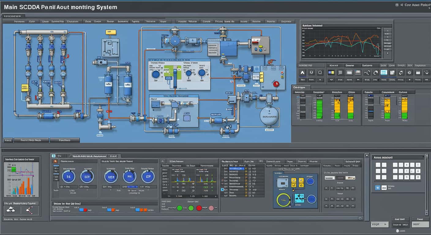 شاشة نظام SCADA تعرض مخطط المحطة